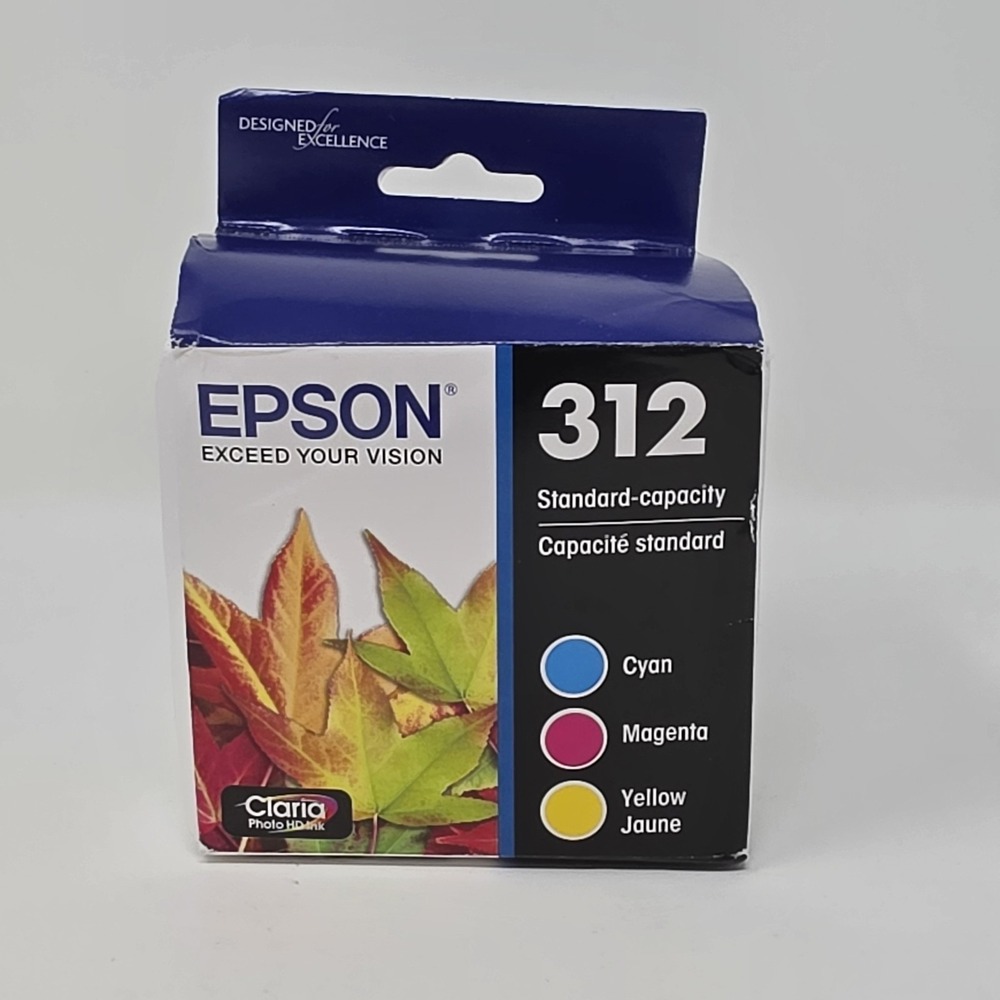 New Epson 312 Standard Capacity Ink Cartridges 3 Color Cyan Magenta Yellow 2028